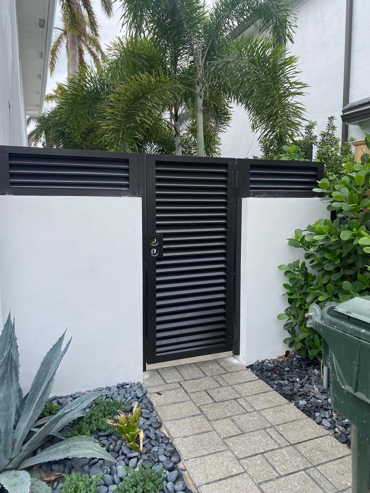 Black Horizontal Aluminum Walk-In Gate and 2 Panels